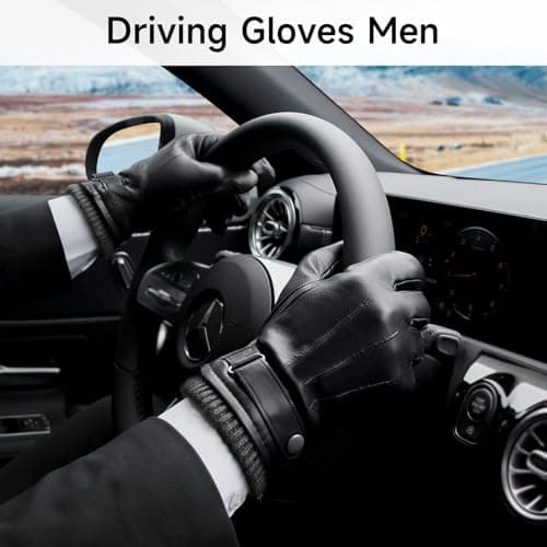 OZERO Mens Winter Gloves Nappa Leather Warm Wool Touchscreen Dress Glove - Thermal Gifts for Dad or Husband