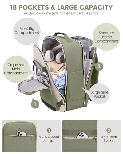 LOVEVOOK 40L Travel Backpack for Women & Men, Airline Approved Carry On Luggage with 3 Packing Cubes, TSA Overnight Bags, Waterproof Personal Item Bag, Weekender Essentials Backpacks fits 17" Laptop