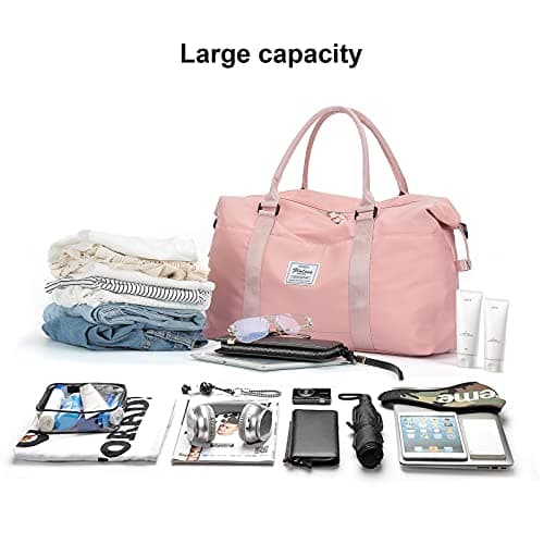 HYC00 Travel Duffel Bag,Carry-on Overnight Weekender Bags for Women,Sports Tote Gym Bag with Wet Pocket