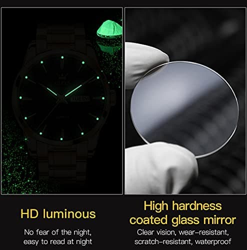 OLEVS Mens Gold Watches Waterproof Stainless Steel Lightweight Watch with Date Classic Luxury Dress Watch for Men Gold White Blue Green Dial