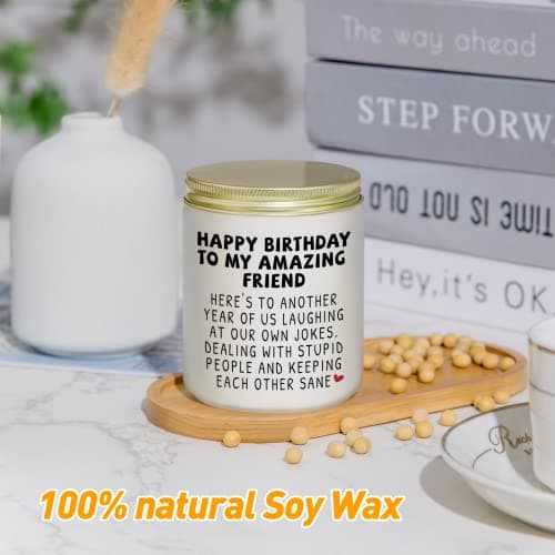 Jonico Happy Birthday Gifts for Women - Funny Best Friend Friendship Birthday Gifts for Women Bestie BFF Coworker Classmate, Lavender Candle
