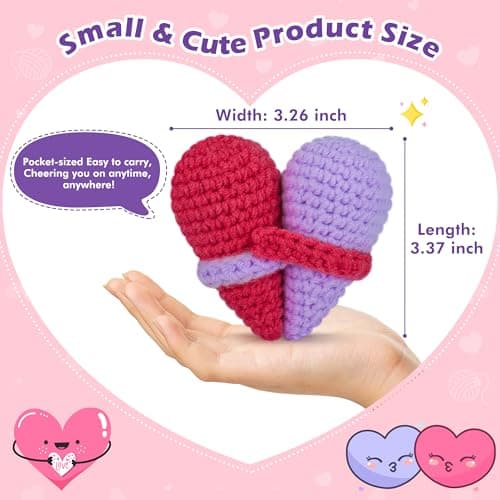 Funny Crochet Love Gifts for My Forever Best Friend,Birthday Gifts for Women Friendship,Small Cute Handmade Knitted Stuff Heart,Unique Christmas White Elephant Gift Ideas for Friends Female Bestie BFF