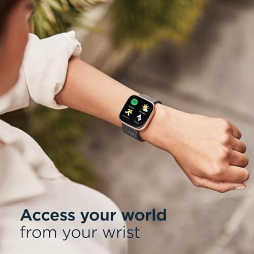 Fitbit Versa 2 Health & Fitness Smartwatch with Heart Rate, Music, Alexa Built-in, Sleep & Swim Tracking, Black/Carbon, One Size (S & L Bands Included) (Renewed)