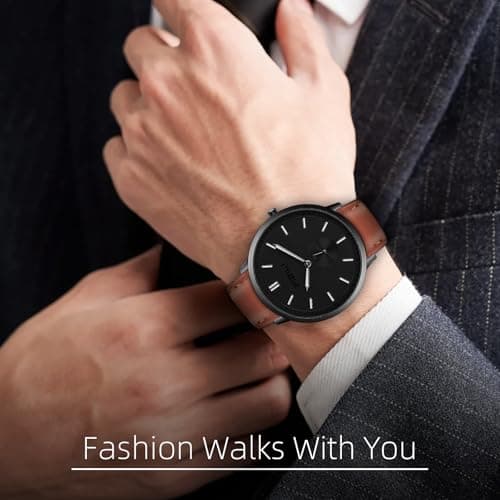 Watch Mens Watches Fashion Minimalist Ultra-Thin Watches for Men Waterproof Luminescent Hands Leather Strap