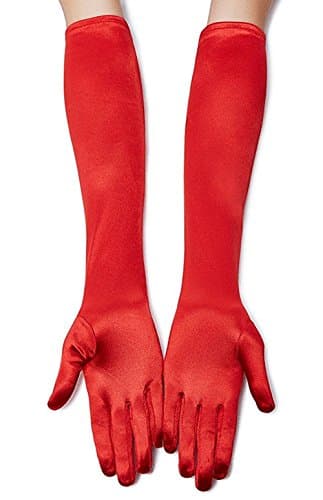 Lansian Long Opera Party Gloves for Women 1920s 20s Satin Gloves Costumes Elbow Length Bridal Evening Dress, 21 inches