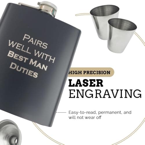 Groomsmen Proposal Gift, Groomsman Gifts, Best Man Gifts from Groom, Groomsmen Flask, Bestman Gift from Groom, Best Man Proposal, Flasks for Liquor Pairs Well with (Best Man Duties)