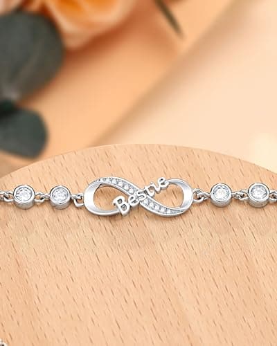 UNGENT THEM Infinity Love Heart Bracelets for Women Her Happy Birthday Valentines Christmas Presents