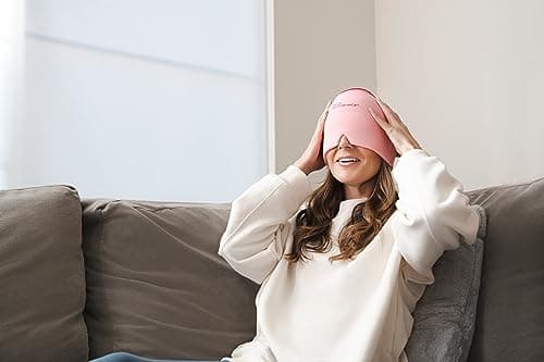 TheraICE Headache Relief Cap, Migraine Ice Pack Mask Products, Women Cooling Gel Hat, Face Cold Compress Head Wrap for Her Stress. Great Birthday Gift for Mom, Sister, Grandma, Girlfriend, & Teacher