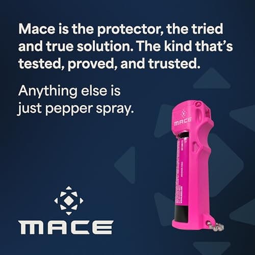 Mace Pepper Spray - Max Police Strength OC with UV Dye, Fast Flip Top, Ergonomic Finger Grip, 12 Feet Range, 0.63 oz Personal Model, Self Defense Pepper Spray for Women & Men