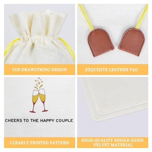 Engagement Gifts for Couples Newly Engaged, Her, Women, Him, Best Friends, Happy Engagement Wine Gift Bags for 750 ml Bottles, Party Decorations