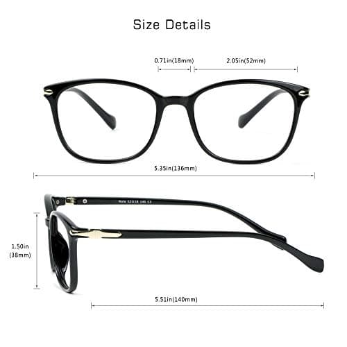 VisionGlobal Blue Light Blocking Glasses for Women/Men, Anti Eyestrain, Computer Reading, TV Glasses, Stylish Square Frame, Anti Glare(Black,+1.25 Magnification)