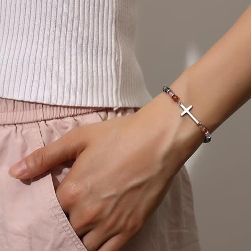 TONY & SANDY Cross Bracelet for Women, Christian Gifts for Women, Confirmation Baptism Easter Gifts, Unique Gift for Friends Daughter Mom Sister in Christ Niece on Birthday Christmas