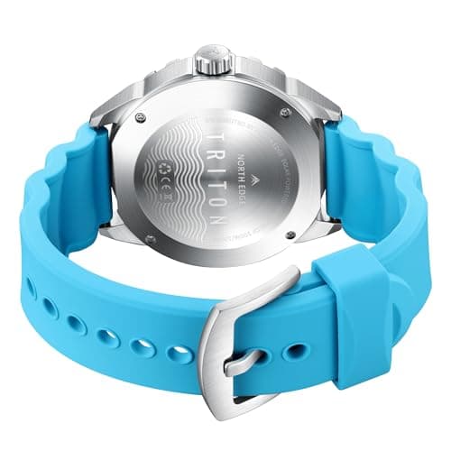 NORTH EDGE Solar Powered Dive Watch Women Men’s Watch, 1000FT/300M Water Resistance, Luminous Dial, Silicone Strap