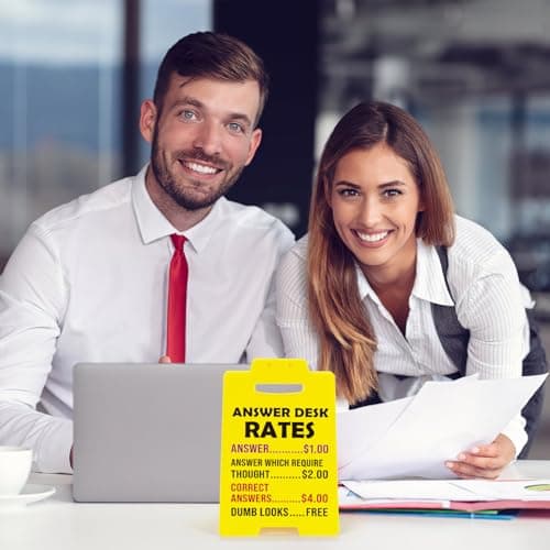 MBL Funny Office Decor Accessories - Answer Desk Rates, Gag Fun Cubicle Decoration Plaque Sign Gifts for Women Men Coworker Teammate Teacher Employee Bosses Appreciation Boss Day White Elephant