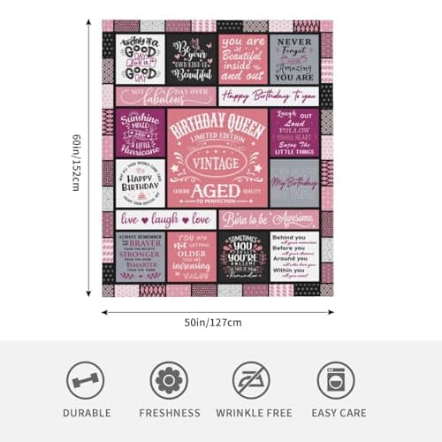 Birthday Gifts for Women Girls Her Friendship, Gifts for Women Birthday Unique, Womens Birthday Gift Ideas for Mom Friend Sister, Happy Birthday Gifts for Woman, Best Female Bday Throw Blanket 60"X50"