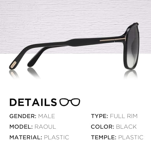 Tom Ford FT0753 RAOUL Navigator Shape Sunglasses + Bundle With eSHADES Eyewear Cleaning Kit