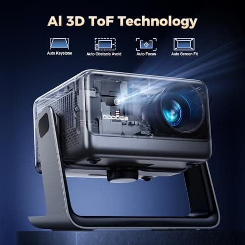 Goodee Viedo Projector With Wifi And Bluetooth, Smart Movie System/ Dolby Audio/ Auto Focus & Keystone Portable Projector, 4k Video Decode & 1080p Native For Home Theater / Outdoor