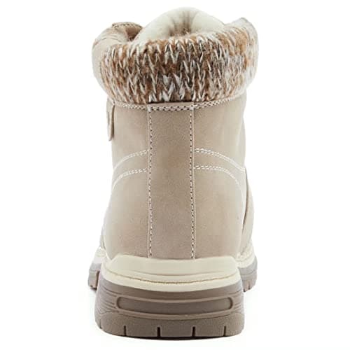 ANJOUFEMME Casual Winter Hiking Boots For Women - Womens Outdoor Snow Ankle Boots Waterproof Lightweight Lace up Fur Lined Walking Hiking Shoes