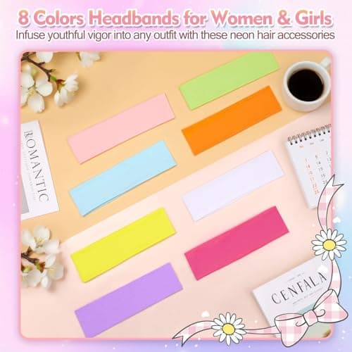 8 Pcs Headbands for Women Girls: Stocking Stuffers Gift for Her Fashion Neon Hair Accessories Head Bands for Women Stretchy Soft hairband Valentines Day Gf Christmas Gifts Easter Basket Stuffers