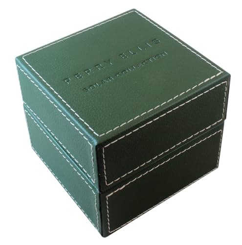 Perry Ellis Solar Powered Mens Watch | Steel Mesh Band | Water-Resistant Analog Wrist Watches for Men | 43mm Case | Aluminum Tachymeter Bezel | Elegant Gift for Man