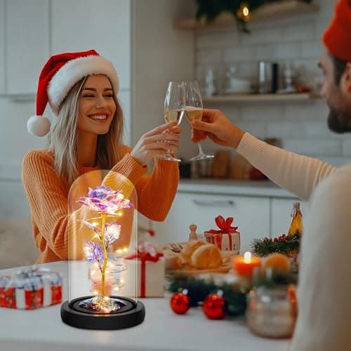 Childom Birthday Gifts for Women,Flowers for Delivery Prime,Colorful Rainbow Light Up Rose in A Glass Dome,Christmas Rose Gifts for Her Mom Women Wife Girl Grandma on Christmas Anniversary Valentines