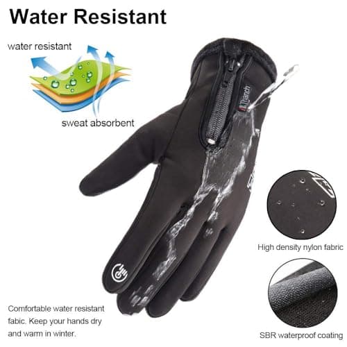 Softfree Winter Gloves with Touchscreen Fingers for Men, Waterproof Warm Glove Cold Weather Driving Gloves Anti-Slip Sports Gloves for Cycling Running Skiing Hiking Climbing