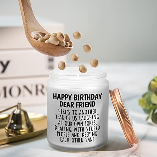 Happy Birthday Gifts for Women - Funny Gift for Best Friend Coworker Classmate Bestie Present Lavender Candle