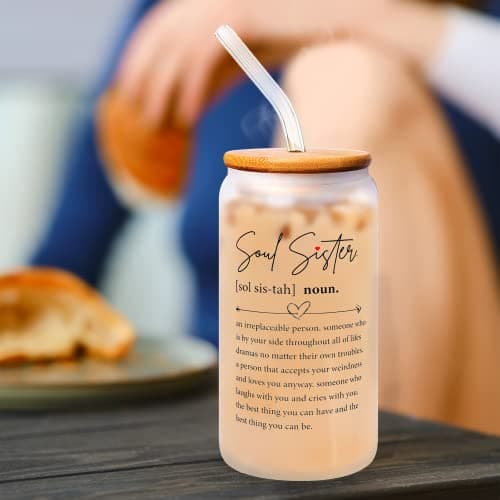 Friendship Gifts for Women Friends, Gifts for Friends Female, Gifts for Best Friend - Gifts for Sister - Sister Birthday Gifts - Galentines Day, Valentines Gifts for Friends - 16 Oz Can Glass