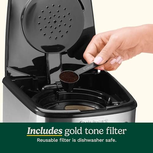 Cuisinart Coffee Maker, 14 Cup Glass Carafe Coffee Machine, Fully Automatic for Brew Strength Control, 1-4 Cup Settings, Adjustable 24 Hour Start and Auto-Shut-Off Times, Stainless Steel, DCC-3200P1