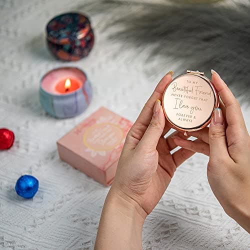 Best Friend Birthday Gifts for Friend | Sentimental Friend Gift Ideas for Women | Friendship Gifts for BFF, Bestfriend, Besties, Long Distance, Christmas | I Love You Friend | Rose Gold Compact Mirror