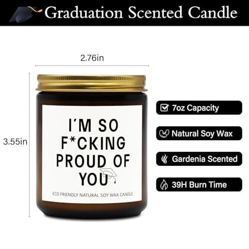 Funny Graduation Gift for Her/Him, So Proud of You Graduation Candle for Party Decorations, Gardenia Scented Candle High School College Grad Gift