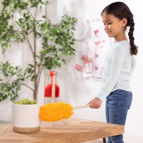 Melissa & Doug Dust Sweep Mop 6-Piece Pretend Play Set, Toddler Toy Cleaning, Pretend Play Home Cleaning, Kids Broom and Mop Set for Ages 3+