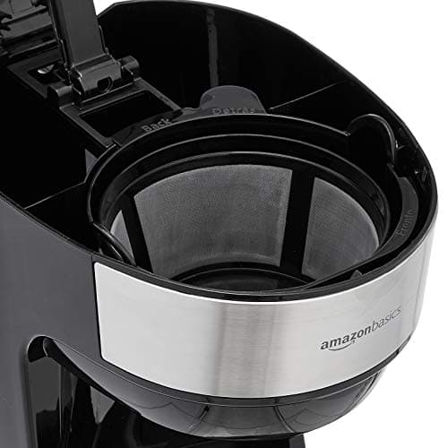 Amazon Basics Coffee Makers, 12-Cup Coffee Machines with Reusable Filter, Coffee Pots, Black & Stainless Steel