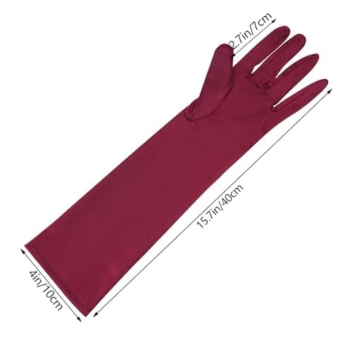 Lystaii Long Opera Party 20s Satin Gloves Stretchy Elbow Length Wedding 15 Inch Classic