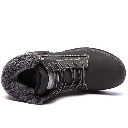 ANJOUFEMME Womens Hiking Snow Winter Boots - Waterproof Work Ankle Boots for Women Comfortable Warm Fur Boots for Backpacking Cycling