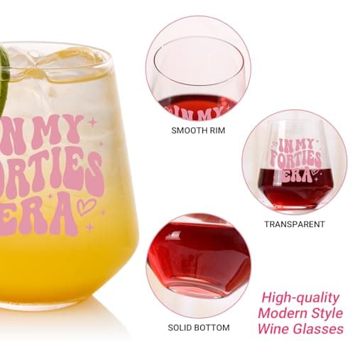 40th Birthday Gifts For Her - In My 40s Era Wine Glass, Best 40th Birthday Gifts For Women, 40 Years Old Gifts For Sister, Son, Daughter, Mom, Best Friend, Birthday Glass For Decorations, 18oz