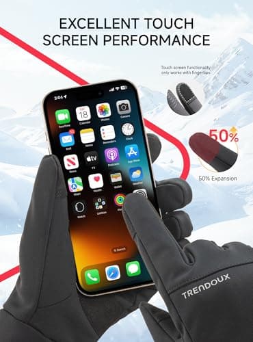 TRENDOUX Flexible Thick Winter Gloves: 3M Touchscreen Warm Gloves for Men Women, Waterproof & Windproof, Thermal Insulated