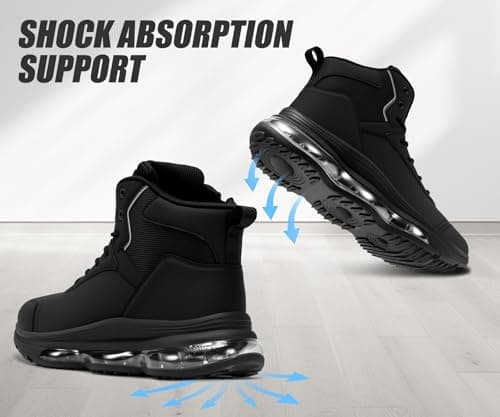 LARNMERN Steel Toe Work Boots Men Waterproof Non Slip Shoes Comfortable Lightweight Side Zipper Industrial Safety 6 Inch Boots