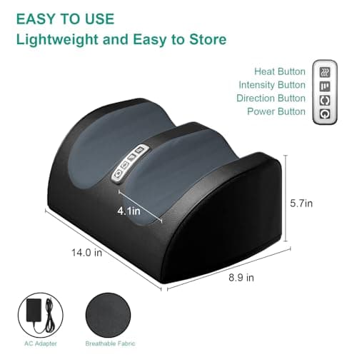 Shiatsu Foot Massager Machine with Heat, Foot and Calf Massager with Massage Roller, Deep Tissue Massager for Plantar Fasciitis, Pain Relief, Promotes Blood Circulation, Gifts for Women & Men