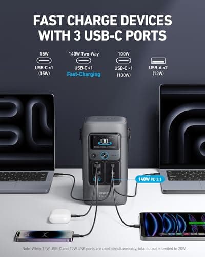 Anker SOLIX C200 DC Power Bank Station and 60W Solar Panel, 192Wh Portable Power Station, LiFePO4 Battery, 200W Solar Generator, for Outdoor, Camping, Traveling, and Emergencies