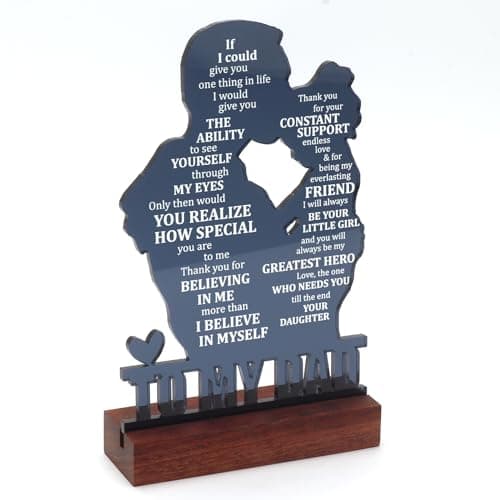 Dad Gifts from Daughter - Meaningful Fathers Day, Birthday, Christmas Sentimental Present for Father, Step Bonus Dad Daddy Papa Pop Old Man Acrylic Keepsake Plaque for Desk Decor Office Home