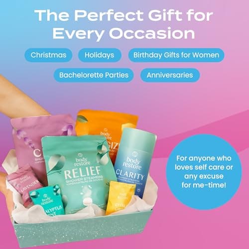 Body Restore Shower Steamers Aromatherapy 6 Pack - Birthday Gifts for Women, Men, Travel Essentials, Stress Relief, Relaxation, Self Care, Bath Bombs - Bloom