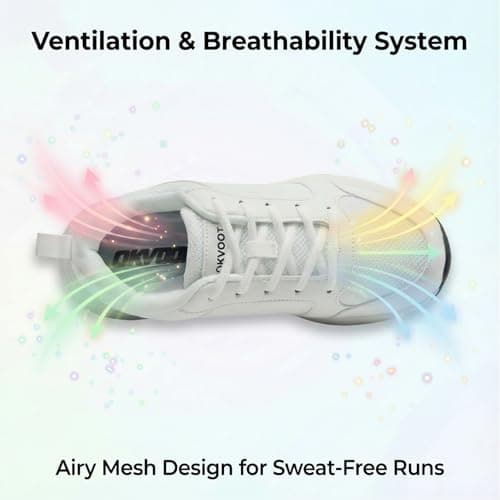 OKVOOT Women's Running Shoes Walking Shoes Wide Width Leather: Comfortable Shock Absorbing Breathable Lightweight Non-Slip Athletic Fashion Sneakers for Tennis Gym Workout Training Casual