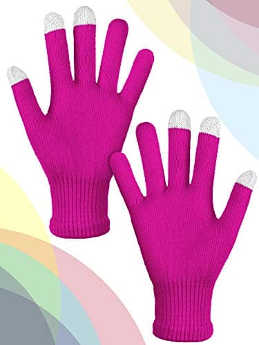 Pangda 12 Pairs Winter Touch Screen Gloves for Men Women Stretch Knitted Texting Gloves Warm Windproof Solid Color Mittens