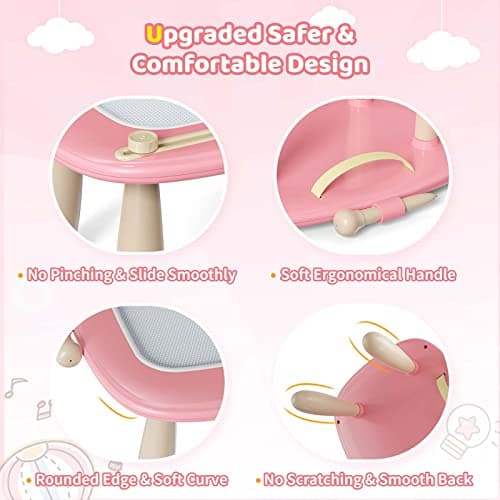 Kikidex Magnetic Drawing Board, Toddler Girl Toys for 1-2 Year Old, Doodle Board Pad Learning and Educational Toys for 1 2 3 Year Old Baby Kids Birthday Gift(Soft Pink)