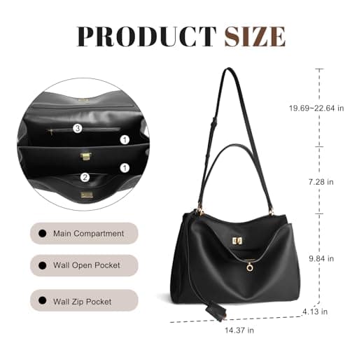 hedexe Genuine Leather Tote Bag for Women: Soft Cowhide Shoulder Handbags for Ladies - Satchel Purse for Travel Work(Large)