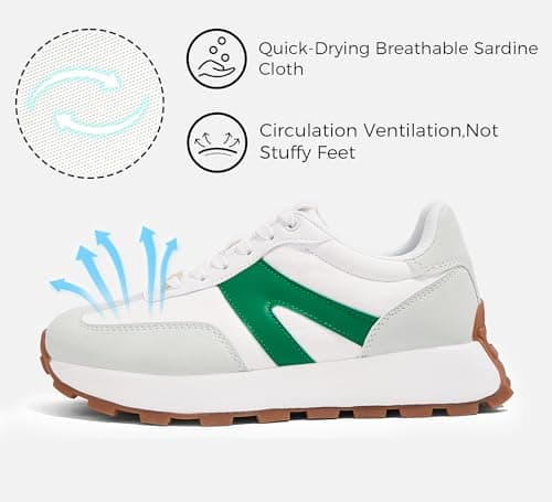 LUCKY STEP Women's Platform Fashion Sneakers Retro Classic Trainers Casual Lace-up Stylish Tennis Running Walking Shoes