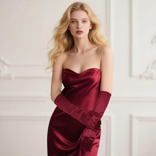 Lystaii Long Opera Party 20s Satin Gloves Stretchy Elbow Length Wedding 15 Inch Classic