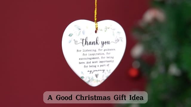 Gossby Heart-Shaped Thank You Ceramic Ornament - Appreciation Gift for Women - Thank You Gift for Coworker, Friend, Teacher, Boss, Employee - Car Hanging Decoration Ornament - Wine Bottle Decor