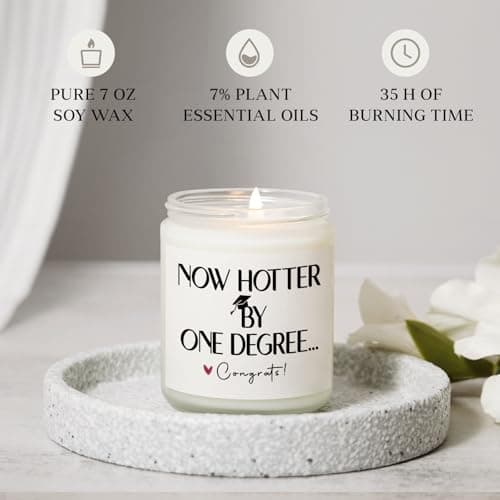 Graduation Gifts for Women, Her- Handmade Lavender Natural Soy Wax Candle (7oz)- 2025 College, Phd, Masters Degree Graduation Gifts for Him